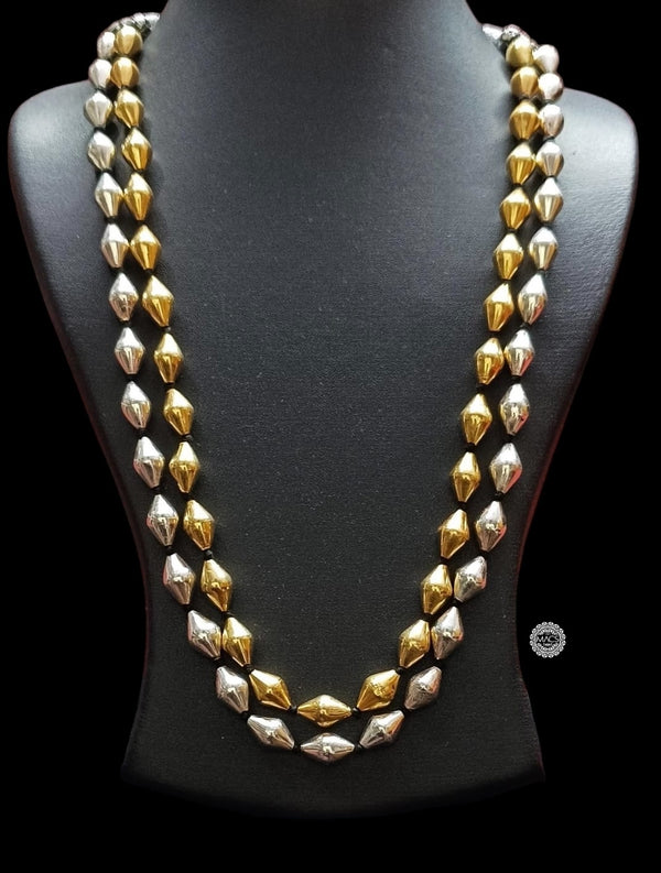 Two Line Silver-Gold Dholki Necklace